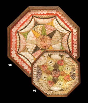Lot 91 - A 19TH-CENTURY SHELLWORK VALENTINE<br/><br/>in an...