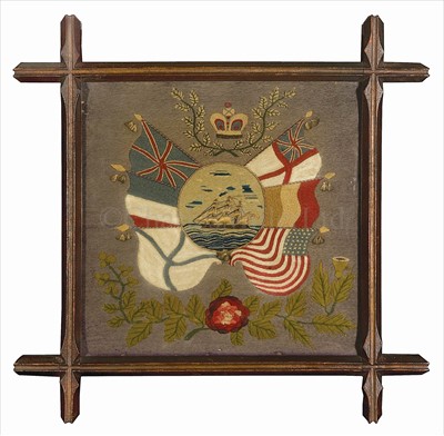 Lot 95 - A 19TH-CENTURY SAILOR'S WOOLWORK...