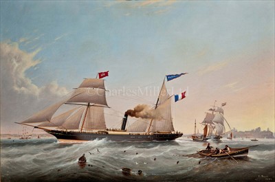 Lot 13 - JOHN SCOTT (FL.1844-1866) The French steamer 'Paris' off the mouth of the Tyne bound for Hamburg