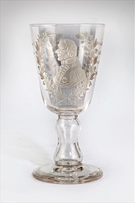 Lot 40 - A LARGE COMMEMORATIVE GLASS LORD NELSON...