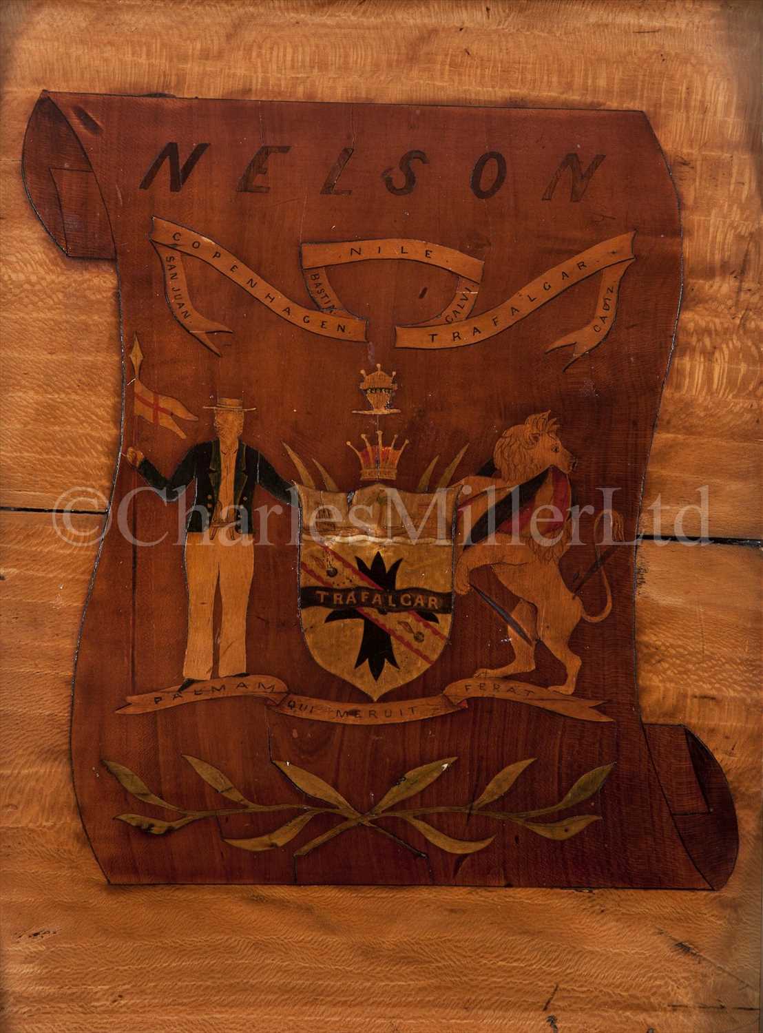 Lot 44 - AN EARLY 19TH-CENTURY MARQUETRY COAT OF ARMS...