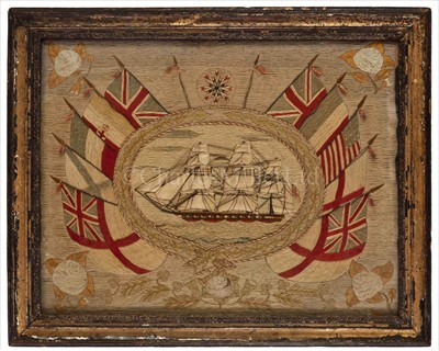 Lot 87 - A 19TH-CENTURY SAILOR'S WOOLWORK...