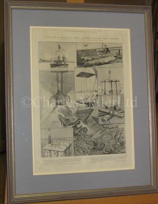 Lot 141 - AN 18TH-CENTURY ENGRAVING OF A DIVING BELL IN...