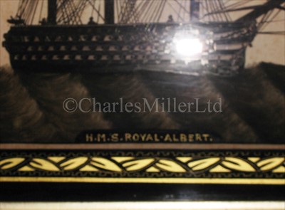 Lot 83 - A 19TH CENTURY REVERSE-GLASS SILHOUETTE...