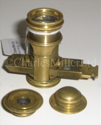 Lot 199 - A BRASS SCREW-BARREL POCKET MICROSCOPE,...