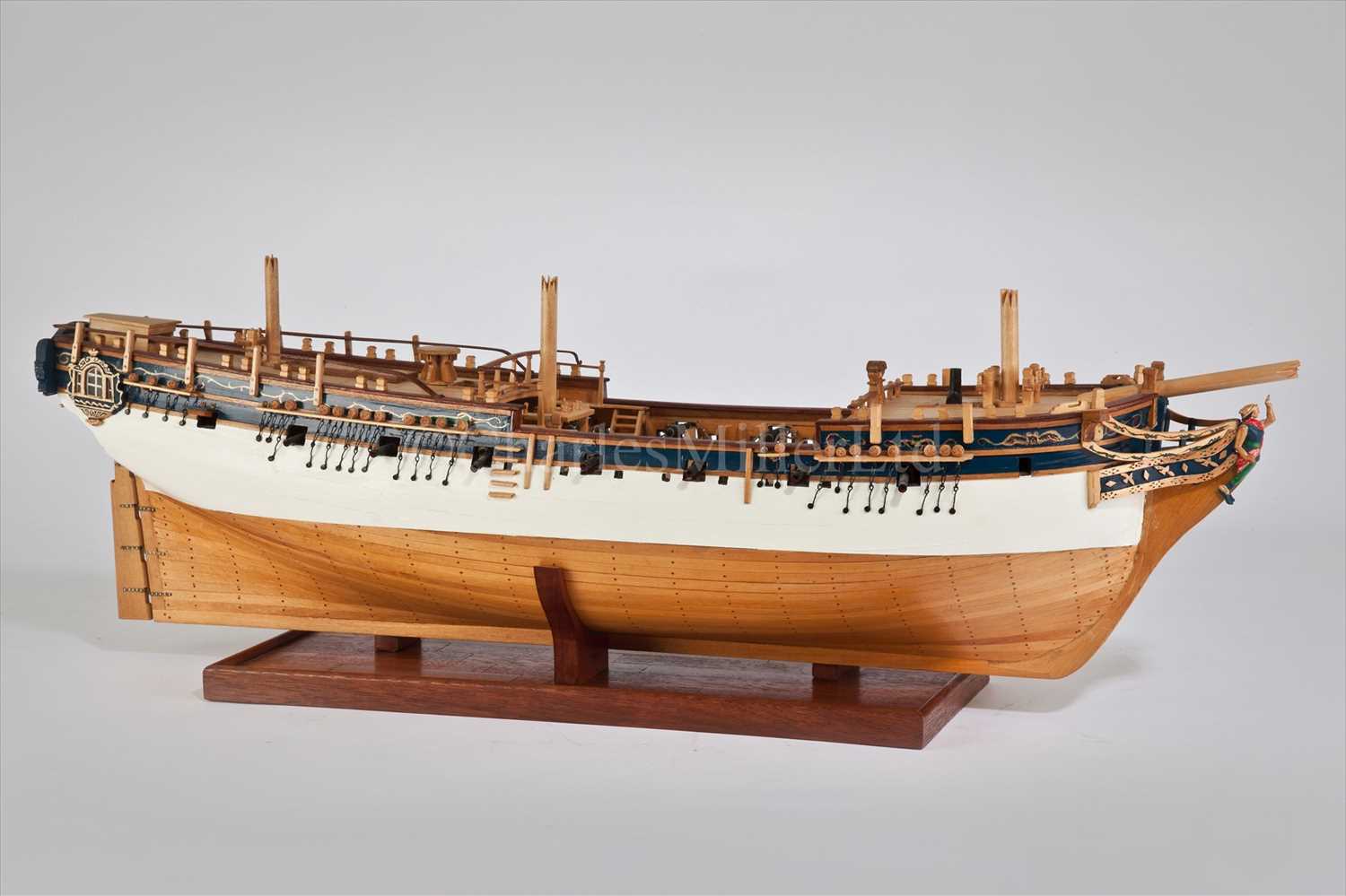 Lot 239 - A PLANKED AND FRAMED MODEL OF THE 14-GUN SHIP...