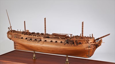 Lot 241 - A FINELY PLANKED AND PINNED SCALE MODEL OF...