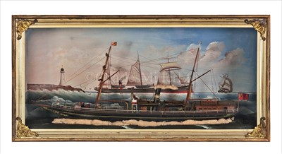 Lot 255 - AN ATTRACTIVE 19TH-CENTURY STEAMSHIP DIORAMA...