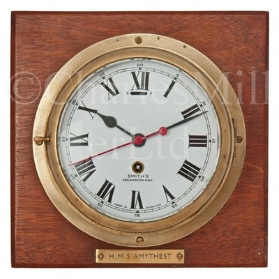 Lot 102 - AN 8-DAY SHIP'S CLOCK FROM H.M.S. AMETHYST...