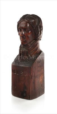 Lot 34 - A BUST OF LORD NELSON CARVED FROM VICTORY...