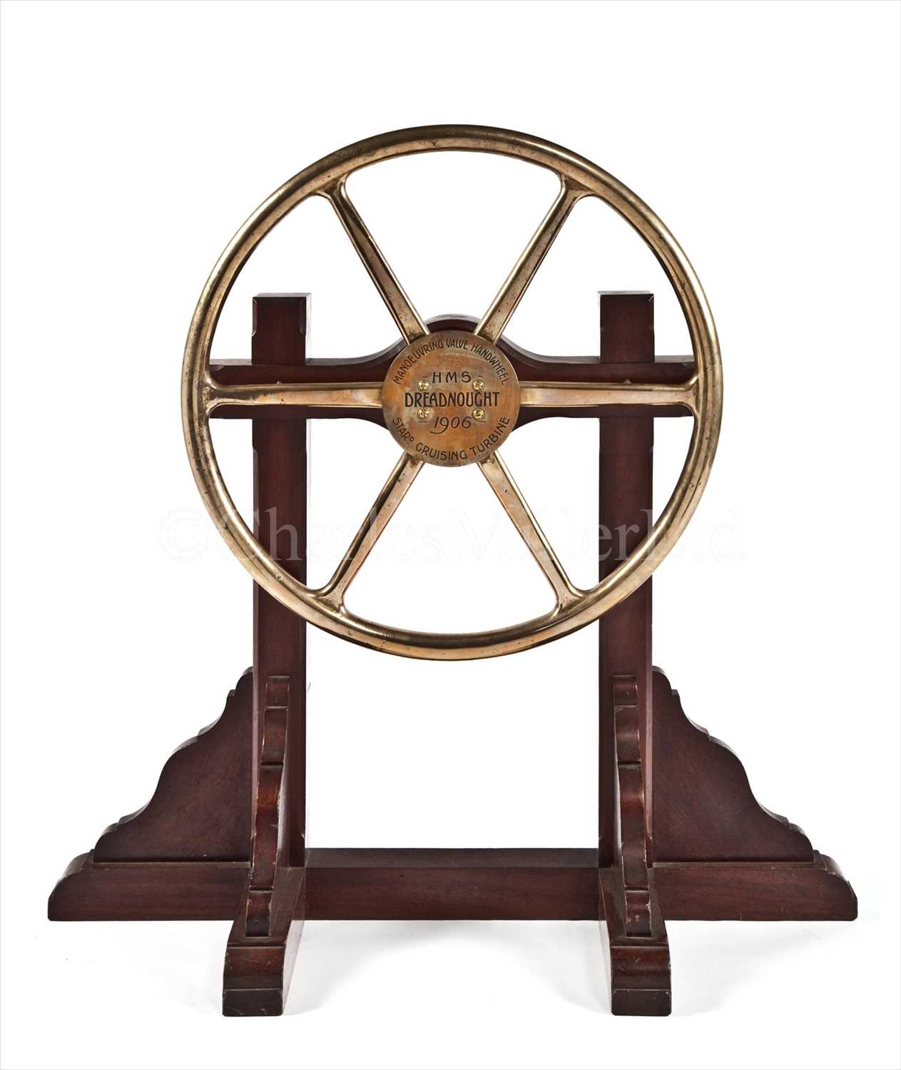 Lot 57 - A BRASS ENGINE ROOM VALVE WHEEL FROM H.M.S....