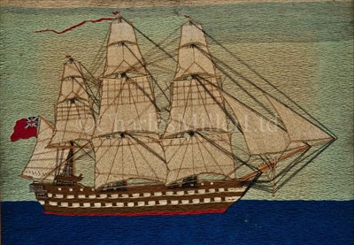 Lot 79 - A 19TH-CENTURY SAILOR'S WOOLWORK...