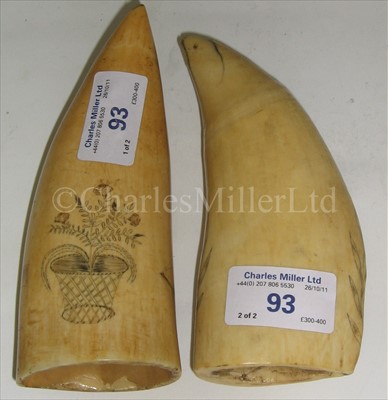 Lot 93 - TWO 19TH-CENTURY SAILOR'S SCRIMSHAW-DECORATED...