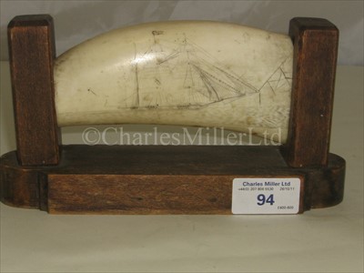 Lot 94 - A 19TH-CENTURY SAILOR'S SCRIMSHAW-DECORATED...