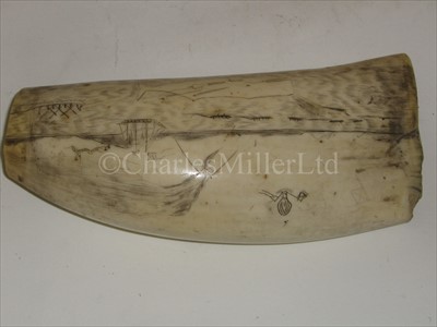 Lot 94 - A 19TH-CENTURY SAILOR'S SCRIMSHAW-DECORATED...