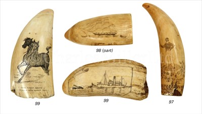 Lot 97 - A 19TH-CENTURY SAILOR'S SCRIMSHAW-DECORATED...