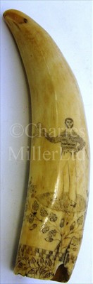 Lot 97 - A 19TH-CENTURY SAILOR'S SCRIMSHAW-DECORATED...