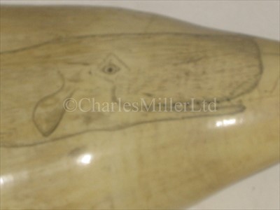 Lot 102 - A LARGE 19TH-CENTURY SCRIMSHAW-DECORATED...
