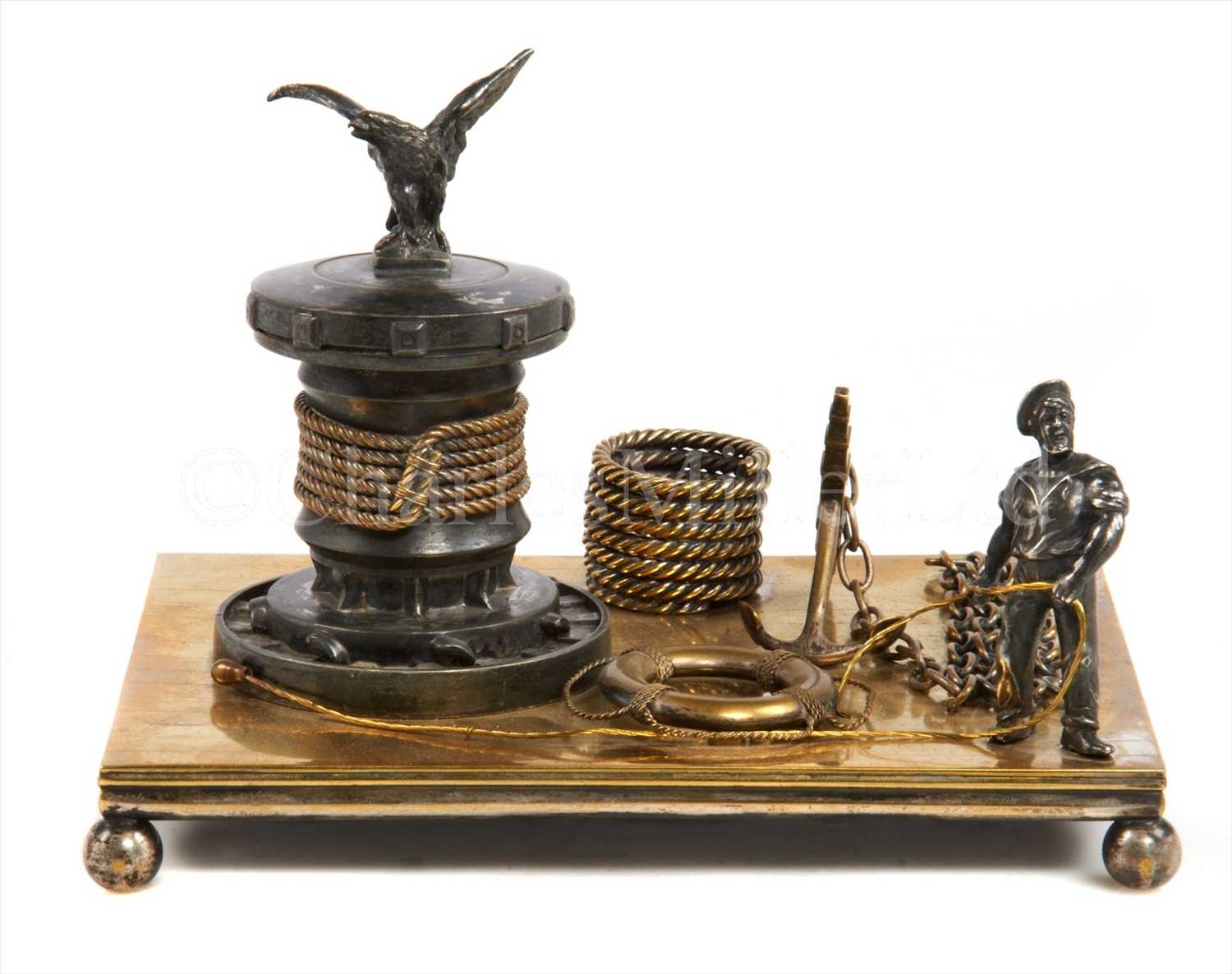Lot 119 - A NOVELTY NAUTICAL INKSTAND, PROBABLY GERMAN,...