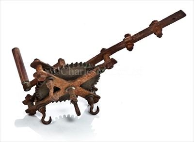 Lot 127 - A ROPE-MAKING MACHINE<br/>with iron plates...