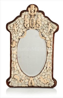 Lot 133 - A 19TH-CENTURY IVORY DIEPPE MIRROR<br/>with carved...