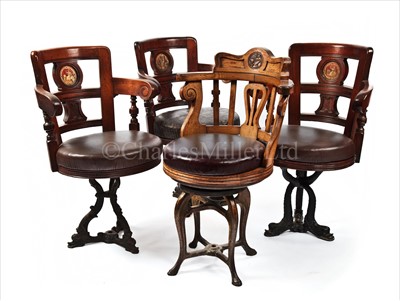 Lot 145 - FOUR BRITISH INDIA DINING SALOON CHAIRS<br/>three...