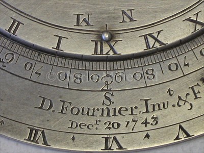 Lot 156 - AN UNUSUAL SILVER POCKET DECLINATION DIAL BY...