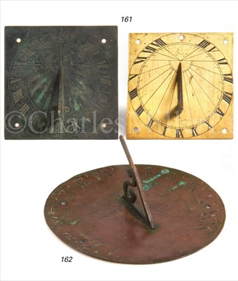 Lot 161 - A SMALL LACQUERED-BRASS SUNDIAL<br/>unsigned,...