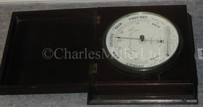 Lot 209 - A 19TH-CENTURY BULKHEAD ANEROID BAROMETER BY...