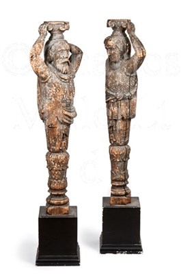 Lot 194 - A RARE PAIR OF 17TH/18TH-CENTURY CARYATID...