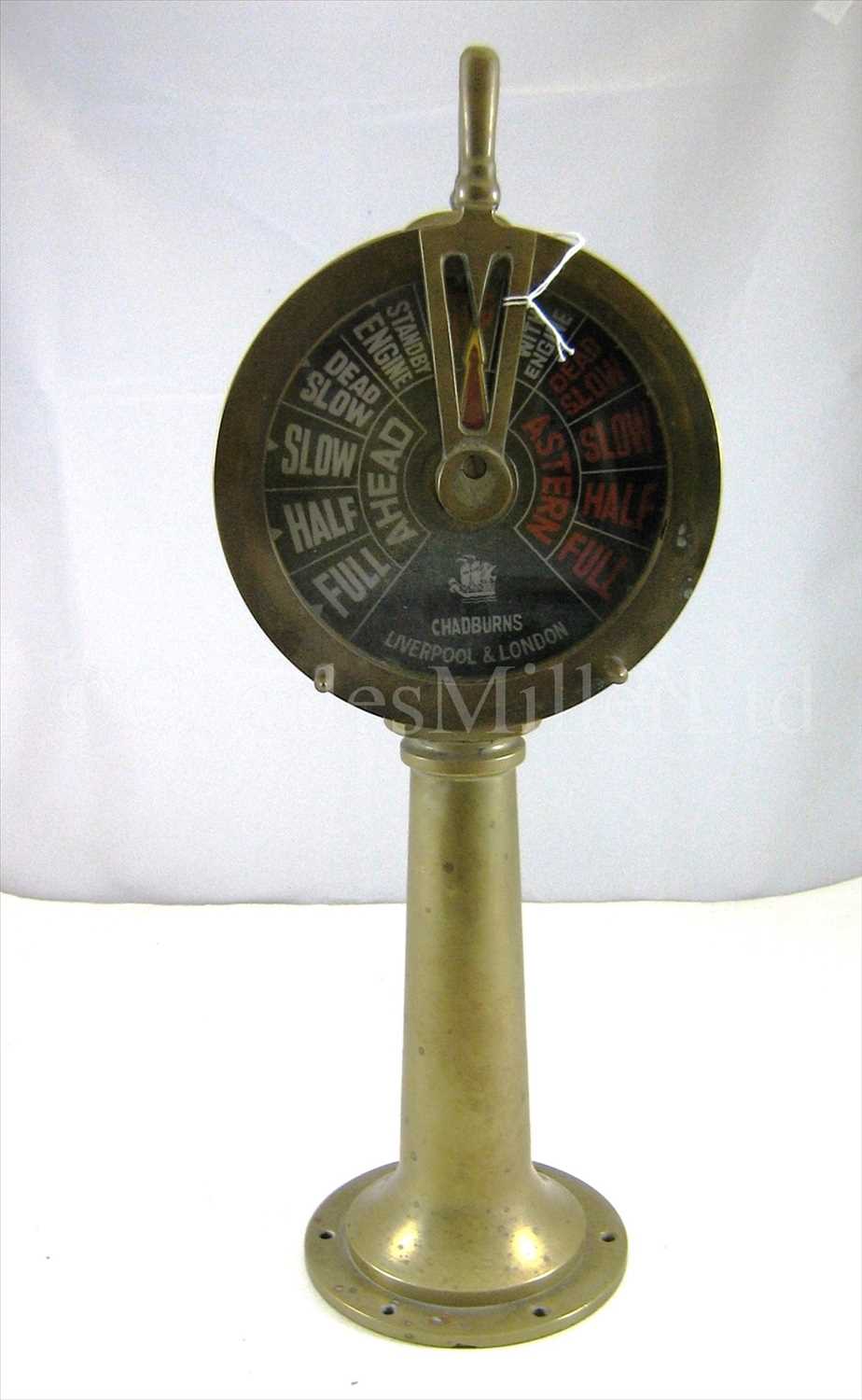 Lot 200 - A MINIATURE BRASS MODEL BRIDGE TELEGRAPH<br/>the...