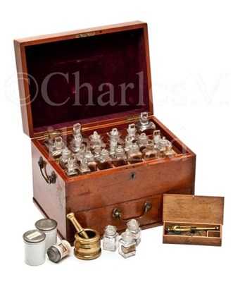 Lot 202 - A MID 19TH-CENTURY MEDICINE CHEST<br/>the...