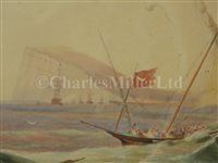 Lot 49 - CHARLES HARVEY (BRITISH, 1832-): An Ottoman xebec sailing off the Rock of Gibraltar