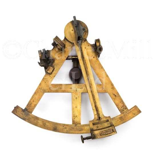 Lot 217 - A 10IN. RADIUS LACQUERED-BRASS VERNIER SEXTANT...