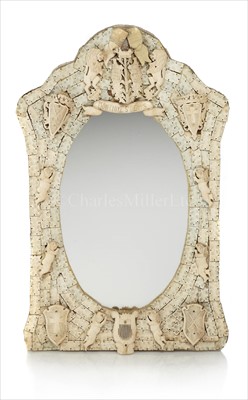 Lot 137 - A 19TH-CENTURY DIEPPE IVORY MIRROR<br/>the oval...