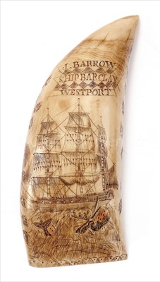 Lot 139 - A 19TH-CENTURY SAILOR'S SCRIMSHAW-DECORATED...