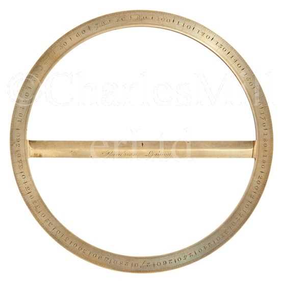 Lot 227 - AN 18TH-CENTURY CIRCULAR BRASS PROTRACTOR BY...