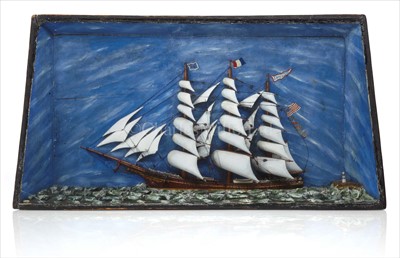 Lot 279 - A 19TH-CENTURY SAILORWORK DIORAMA/SHADOWBOX...