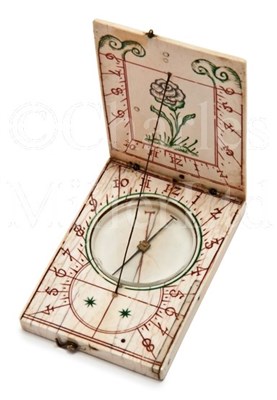 Lot 256 - AN IVORY NUREMBURG STRING-GNOMON COMPASS...