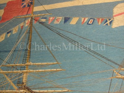 Lot 89 - A FINE SAILOR'S WOOLWORK OF H.M.S. PRINCE...
