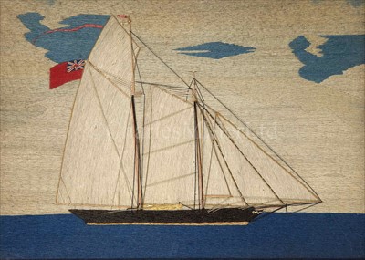 Lot 91 - A FINE 19TH-CENTURY WOOLWORK OF A CUTTER...