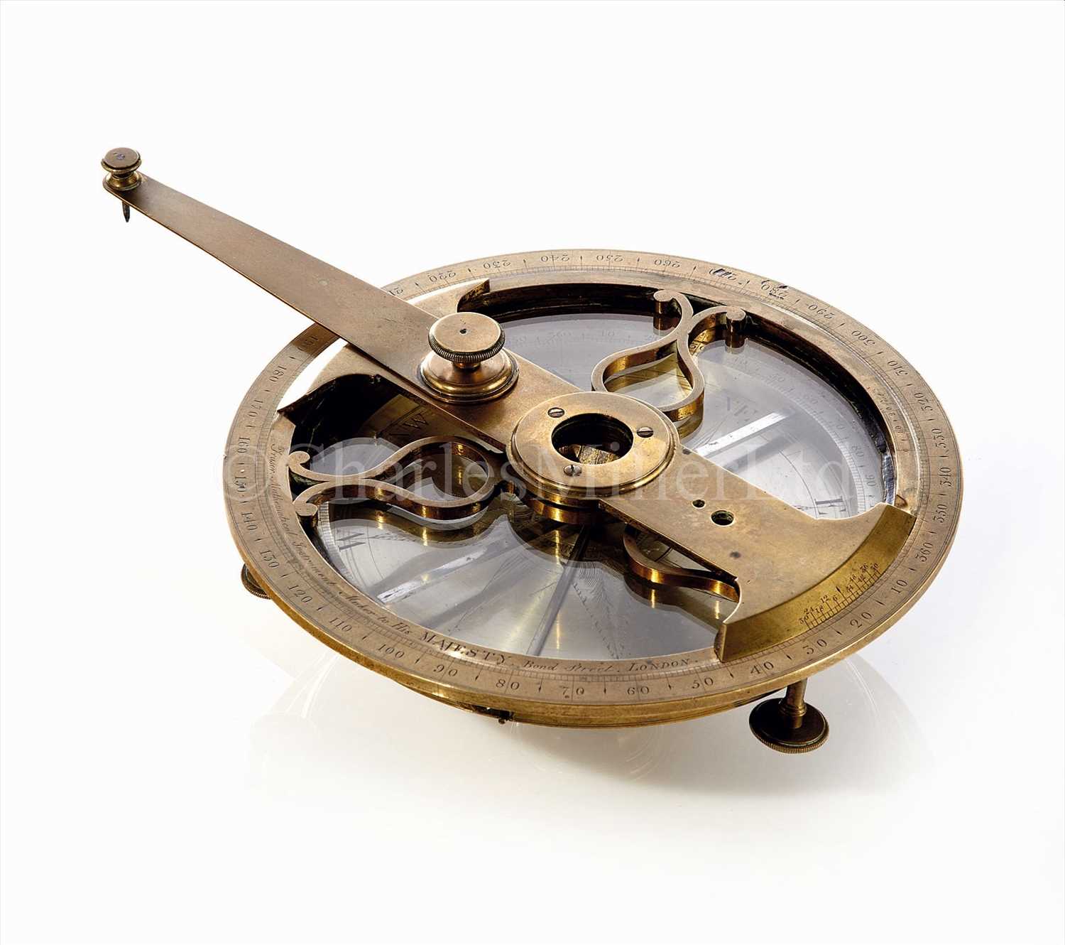 Lot 184 - AN 18TH-CENTURY COMPASS DIAL BY WILLIAM...