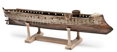 Lot 289 - A FINELY CONSTRUCTED CONTEMPORARY, POSSIBLY DOCKYARD ENGINEER'S, MODEL FOR A FRENCH IRONCLAD WARSHIP, THOUGHT TO REPRESENT THE 'COLBERT' CLASS CENTRAL BATTERY SHIP TRIDENT OF 1870