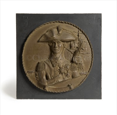 Lot 48 - A COMMEMORATIVE NELSON PLAQUE<br/>the 10¼in....