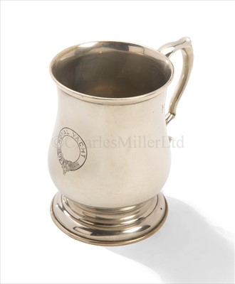 Lot 87 - A PLATED HALF PINT TANKARD FROM THE OFFICERS'...