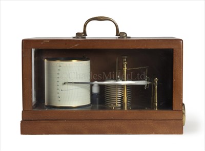 Lot 200 - A TEAK CASED BAROGRAPH<br/>signed on the drum...