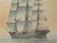Lot 17 - δ ERIC TUFNELL (BRITISH, 1888-1978) -'Flying Cloud' 1851; 'Vermont' U.S.. clipper bark