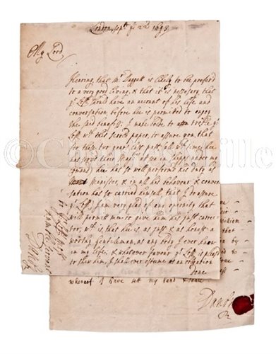 Lot 20 - PEREGRINE OSBORNE, EARL OF DANBY, REAR ADMIRAL OF THE RED: TWO MANUSCRIPTS