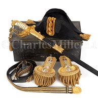Lot 59 - THE UNIFORM HAT, EPAULETTES AND SWORD FOR...